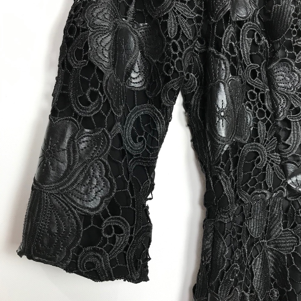 Zara Woman Black Faux Leather Appliqué ALine Dress - Picture 4 of 11